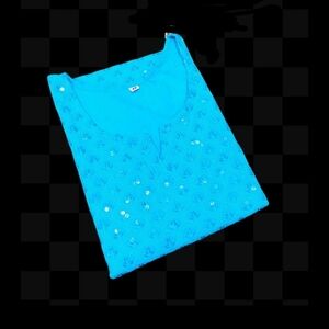 Women’s Embellished Scoop Neck Top - Turquoise
